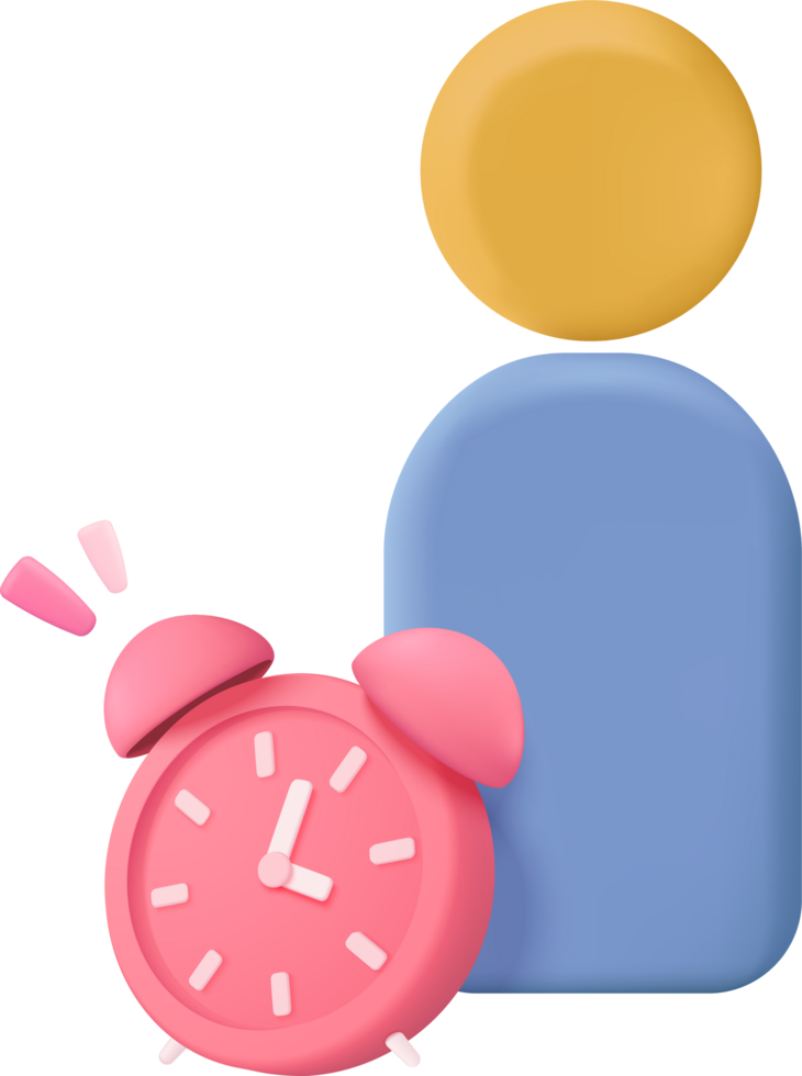 A person with a pink alarm clock next to a person with a blue alarm clock png