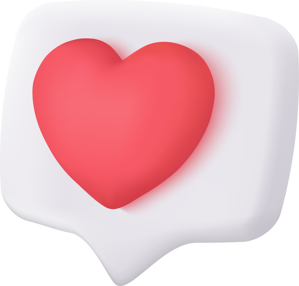 3D heart and love emoji icon, feeling love png