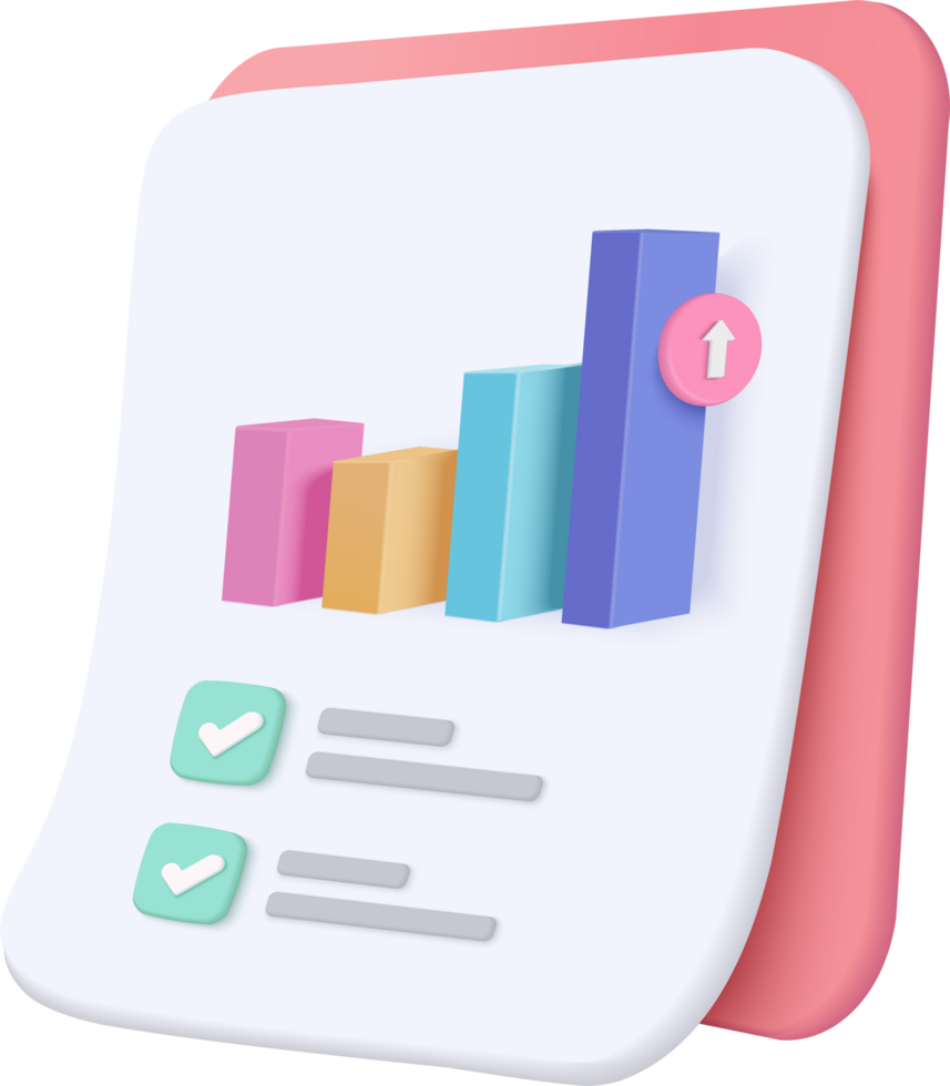 A pink folder with a bar chart and a checkbox png