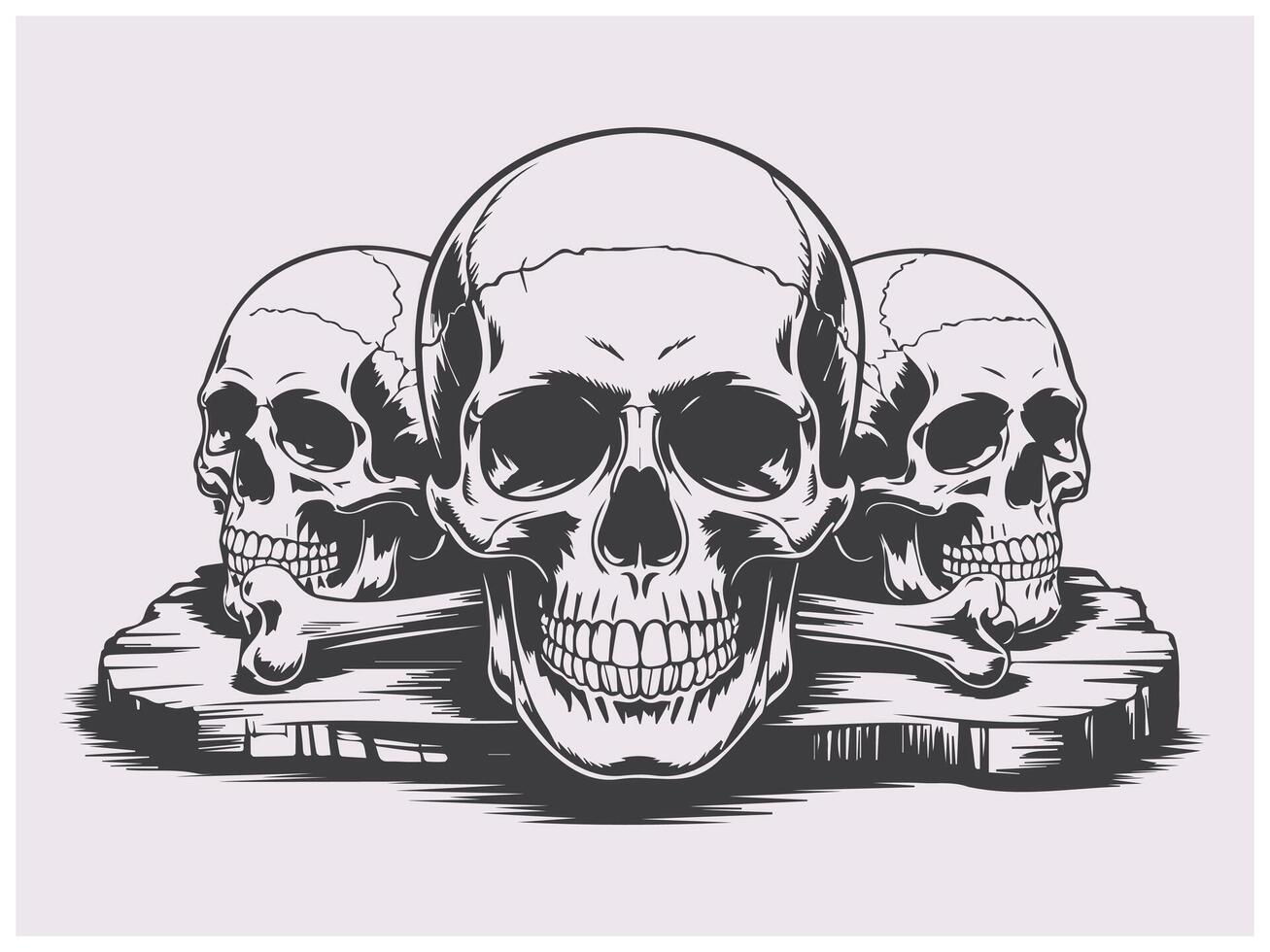 Dark Silhouette Skulls for Horror Art Projects vector