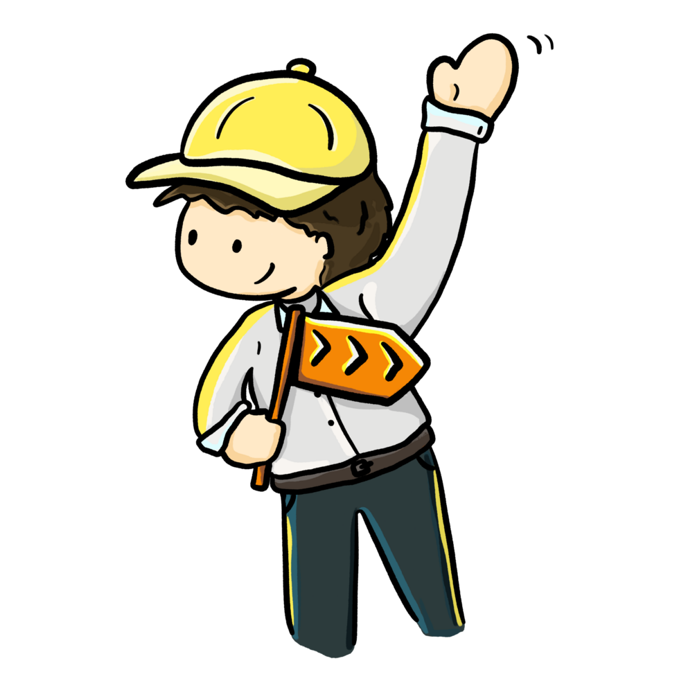 Guiding staff isolated cartoon color illustration, tour guide with direction signage png
