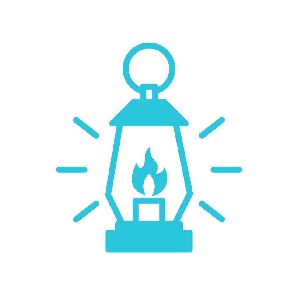Glow of the Lantern Flame, Blue icon on white background vector