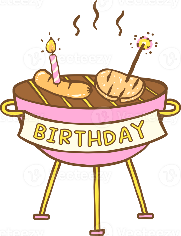 Birthday Barbecue Grill Doodle Hand Drawn Illustration png