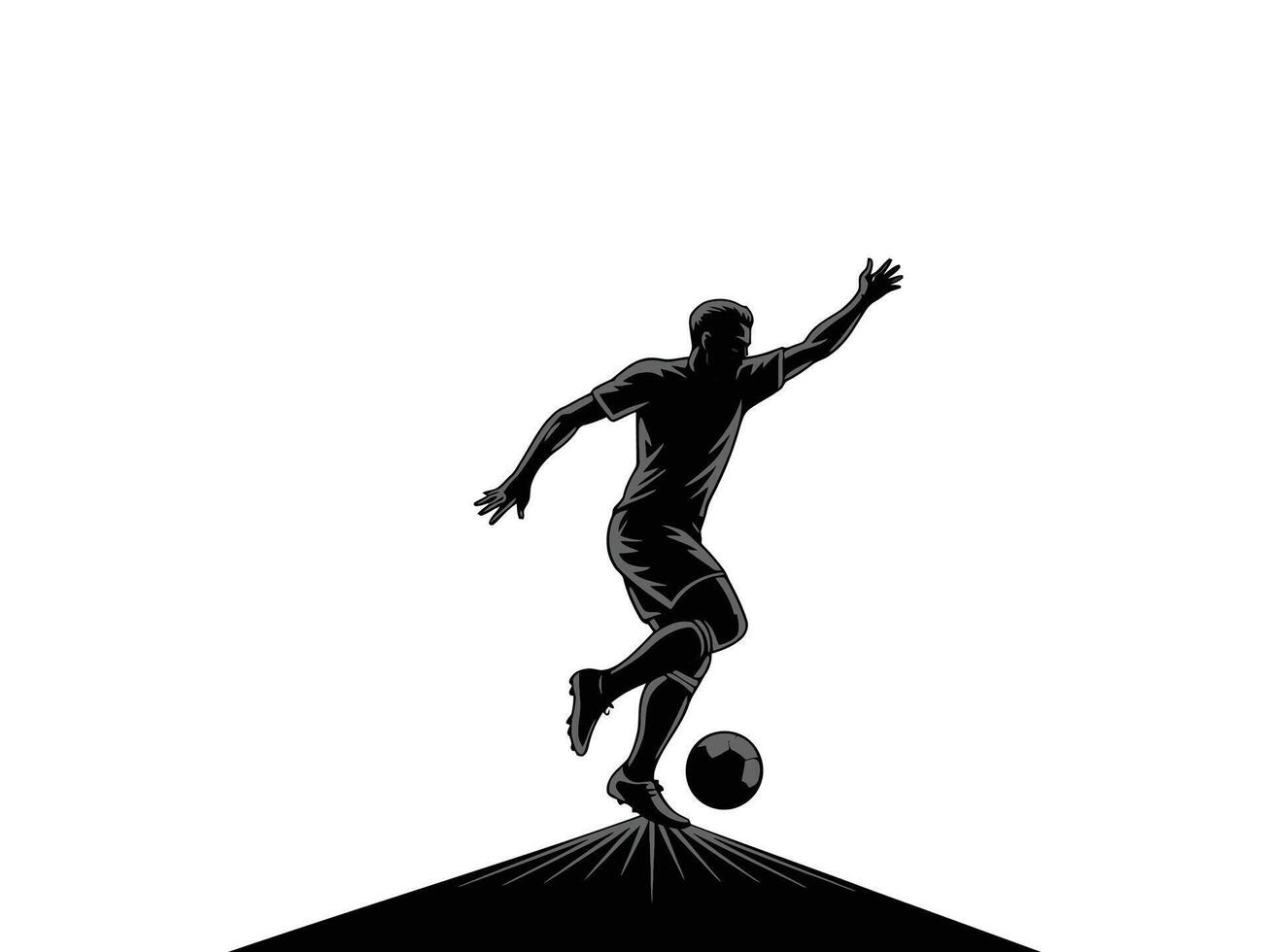 Dynamic Silhouette of Soccer Player with Ball, Illustration on White Background vector