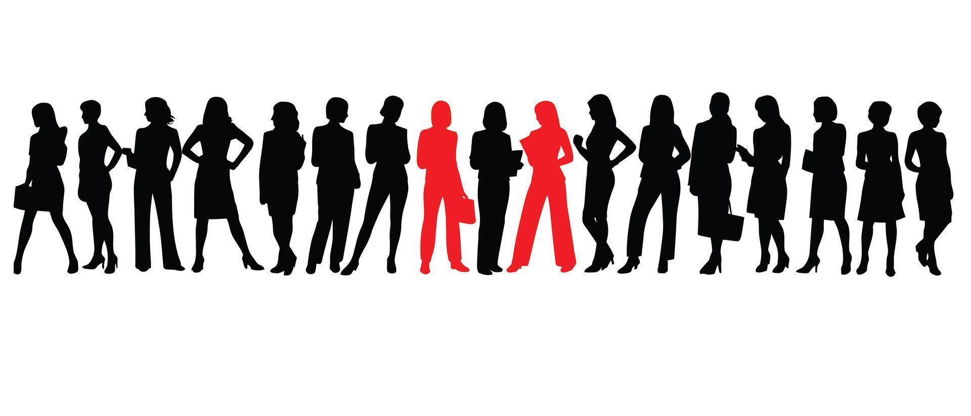 Stylish businesswoman silhouette collection. Business ladies silhouette set wearing suits and standing in different poses vector