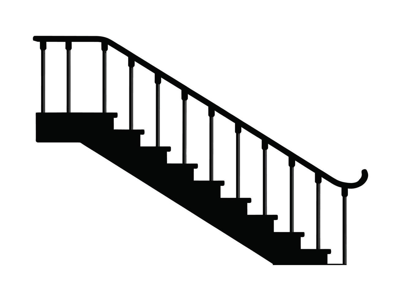 silhouette of a ladder, Black silhouette of a living room staircase, elegant staircase vector