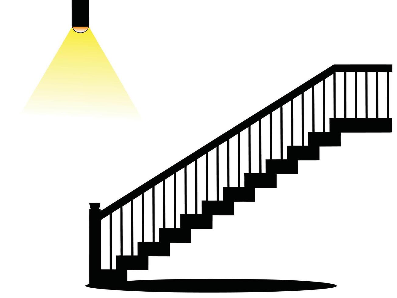 Architectural stairs in silhouette, silhouette of a lamp vector