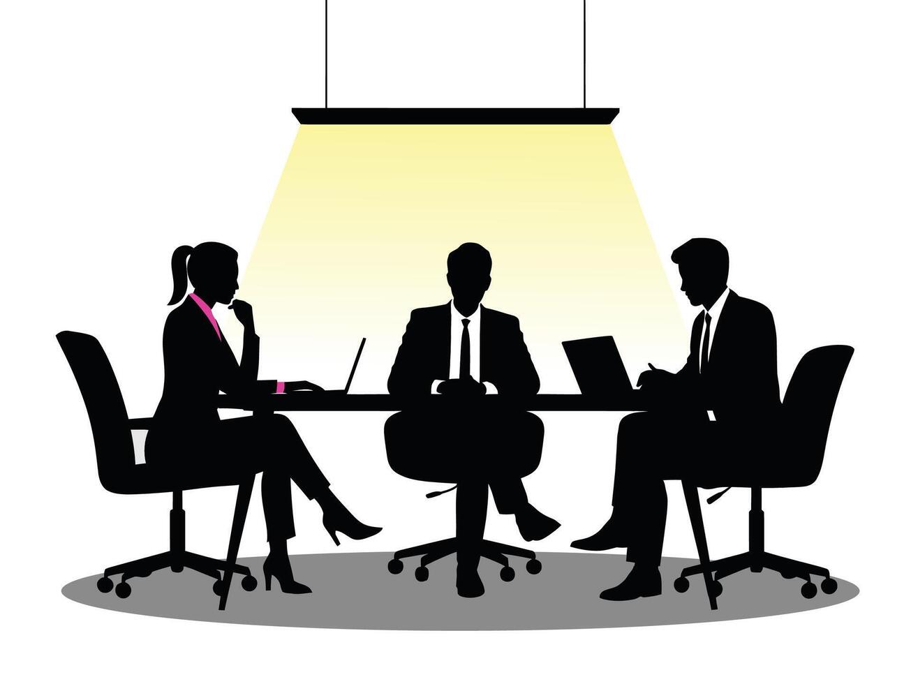 Business Meeting Silhouette, Professional Teamwork Discussion, silhouettes of business people vector