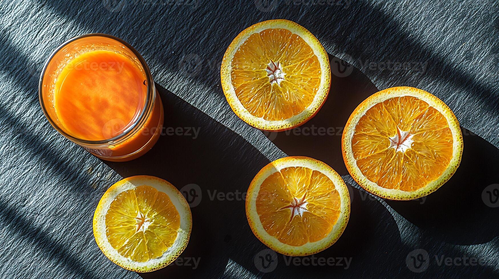 Orange juice on a table photo