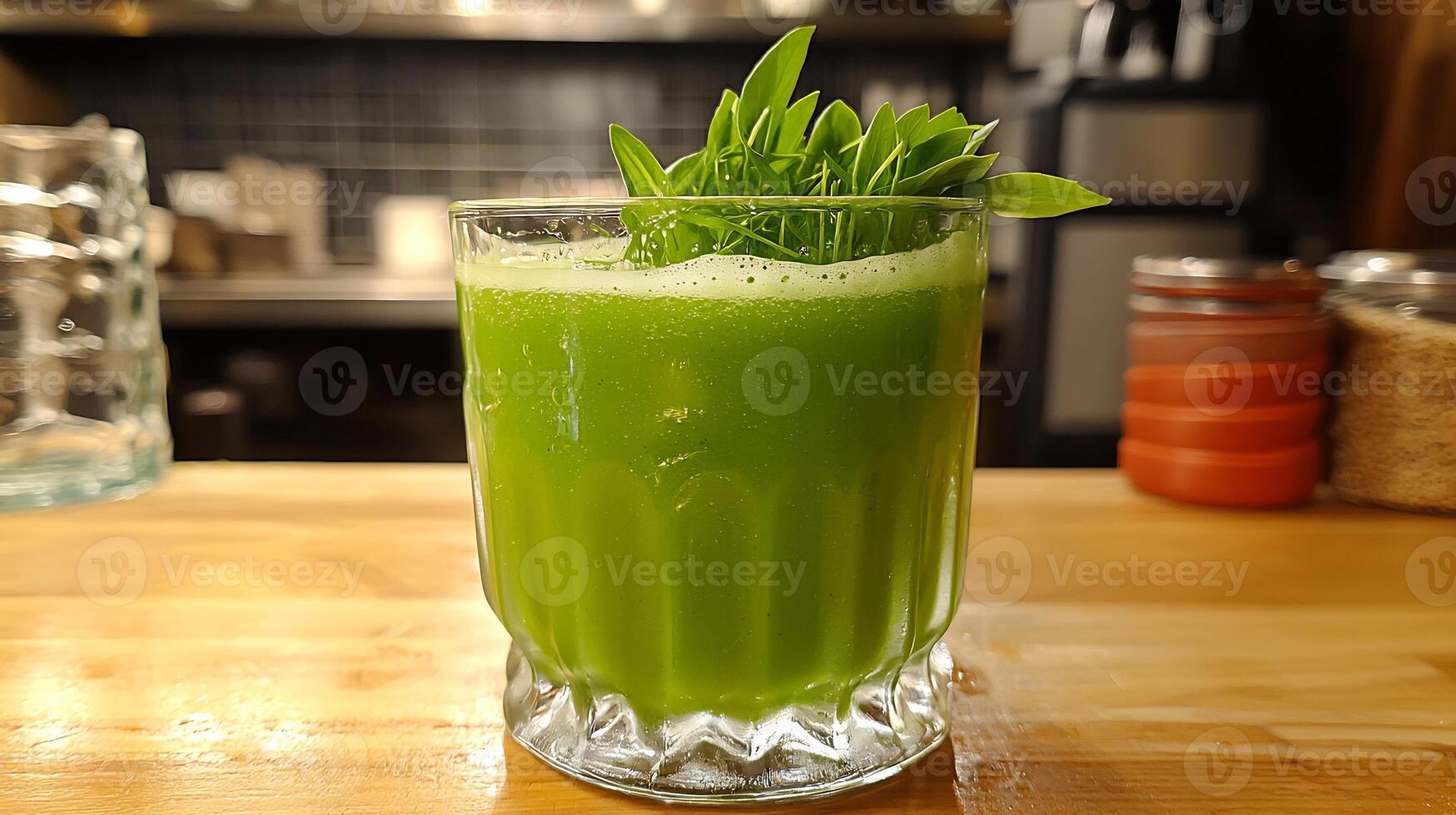 A glass of green juice photo