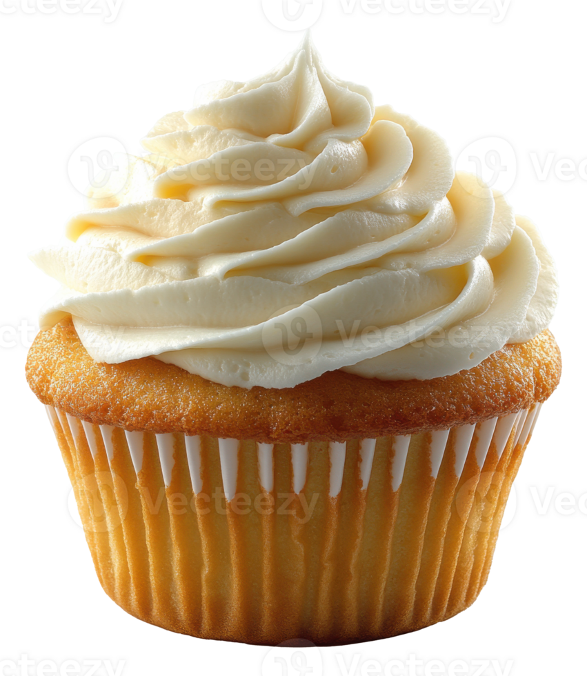 Vanilla Cupcake Topped with White Frosting on a Transparent Image png