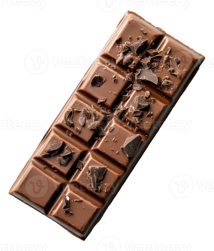 Milk chocolate bar with shavings on a transparent background image png