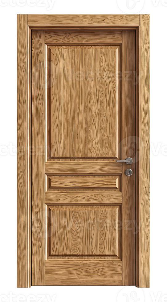 Detailed Paneled Wooden Door Interior Architecture on a Transparent Background Image png