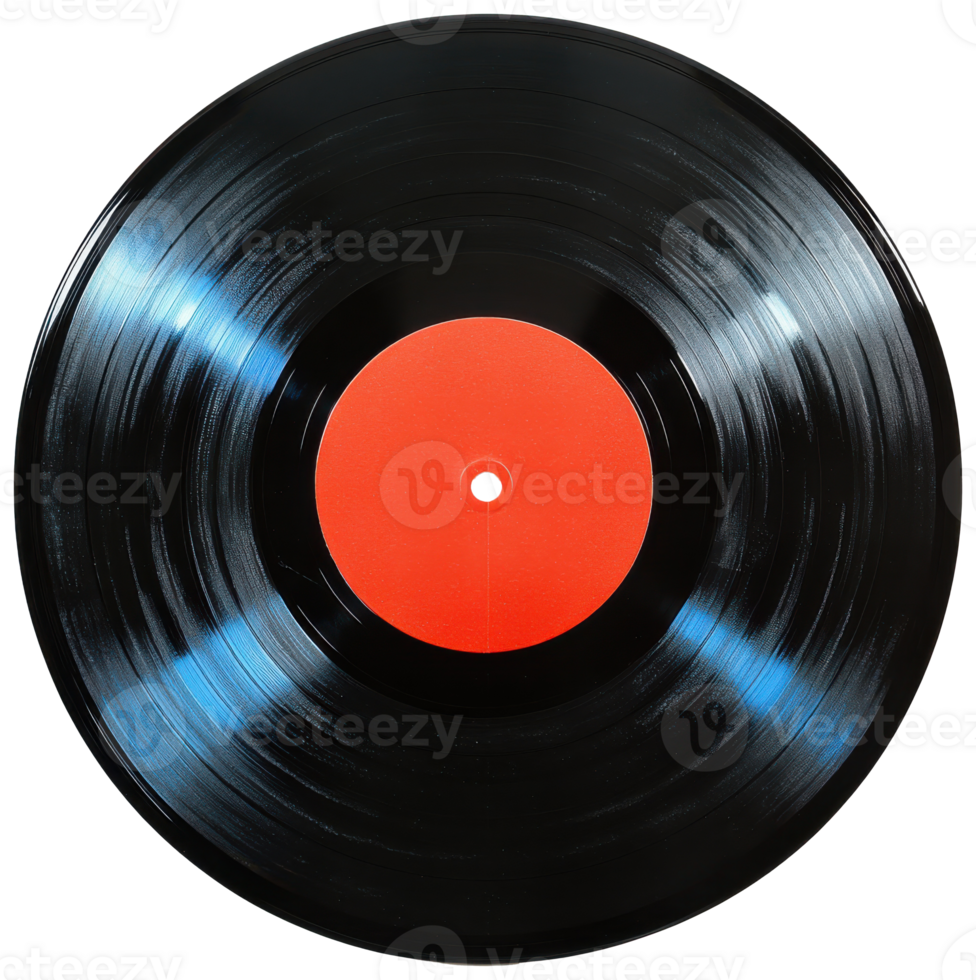 Vinyl record with orange label isolated on a transparent image png