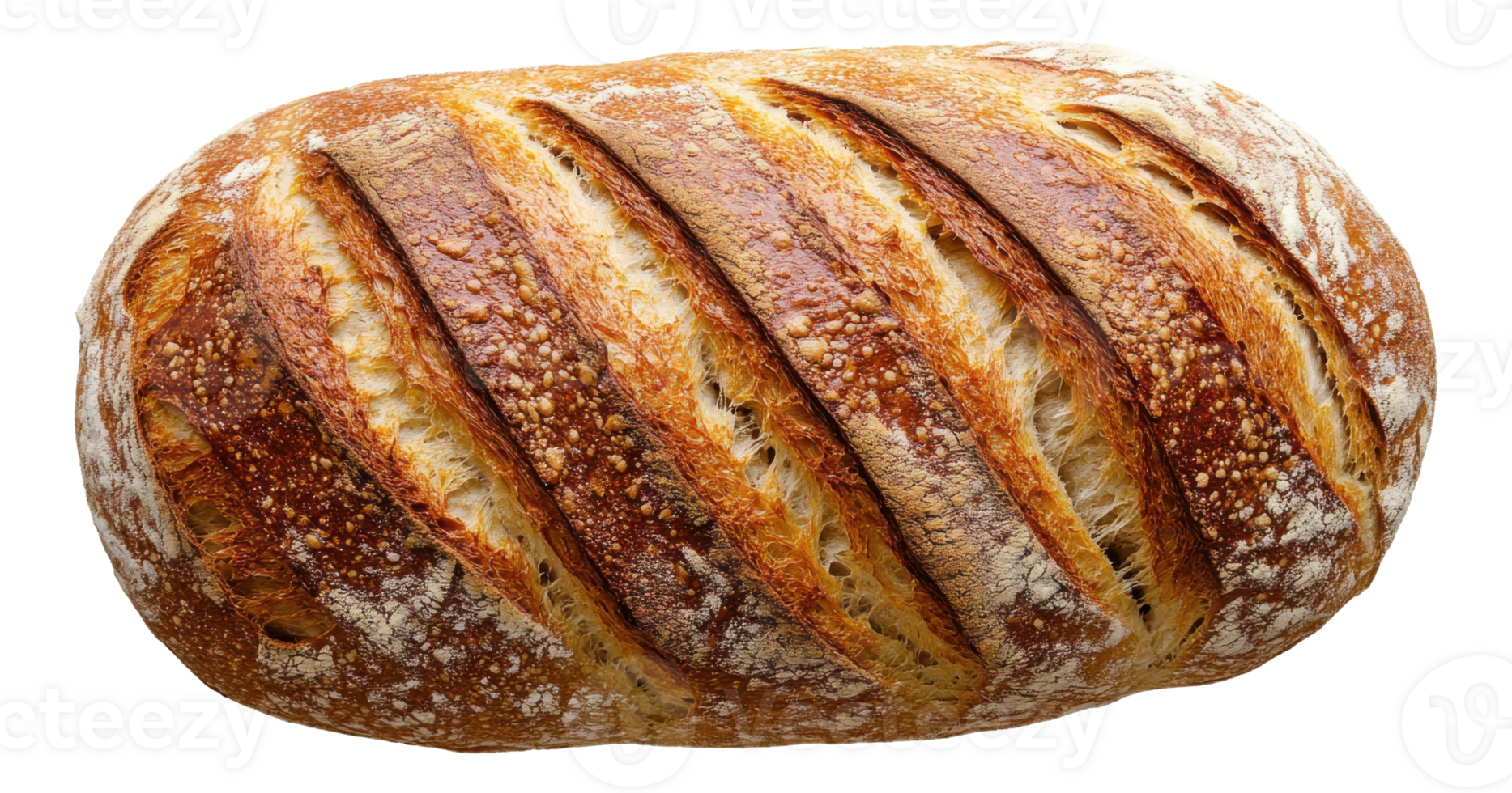 Loaf of Sourdough Bread with Slashed Crust on a Transparent Image png
