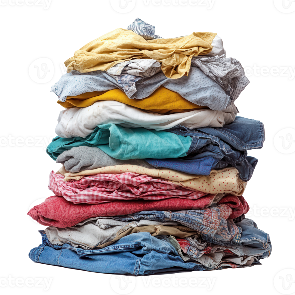 Stacked Assortment of Folded Clothes Isolated on Transparent Background Image png