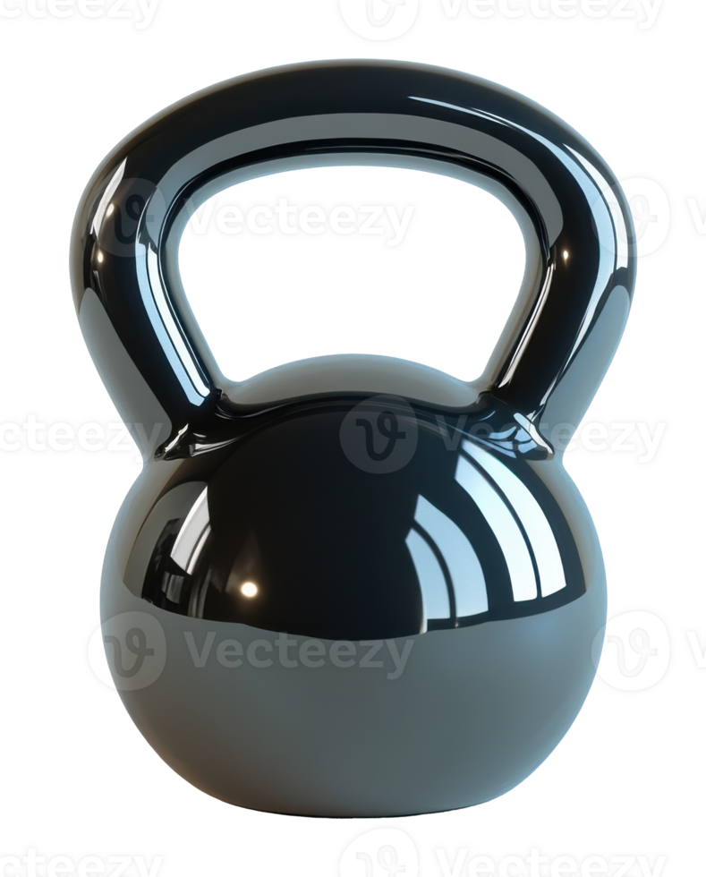 Shiny Metal Kettlebell for Exercise and Fitness on a Transparent Background Image png