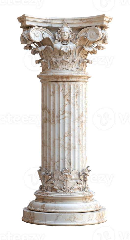 Ornate Marble Column on Transparent Background Image png