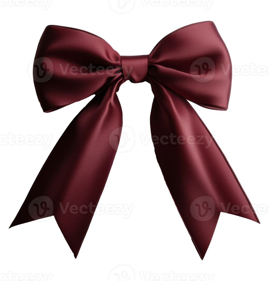 Burgundy Satin Bow on Transparent Background - Image for Festive and Elegant Design png