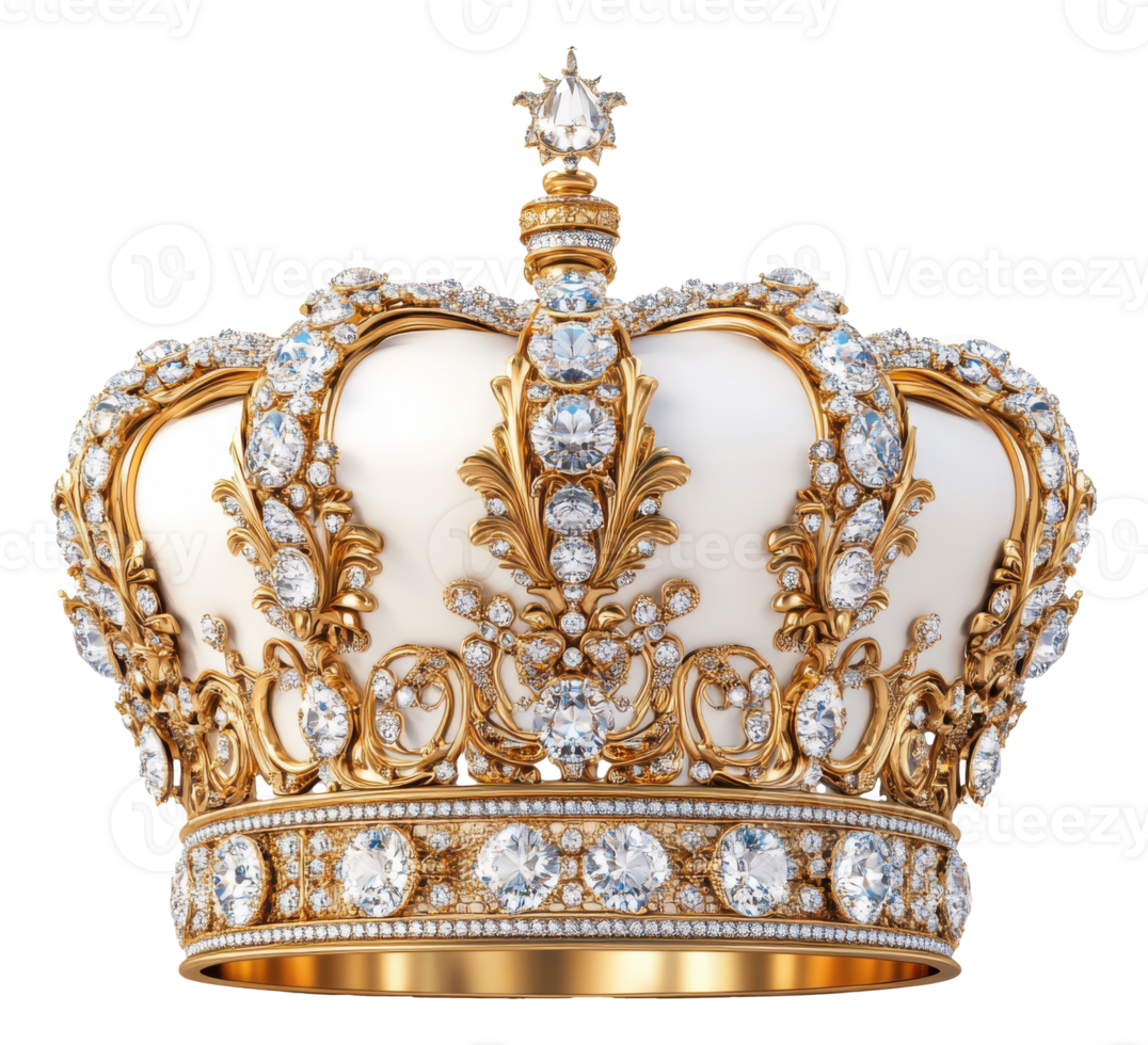 Ornate Gold and Diamond Crown on Transparent Background, Image png