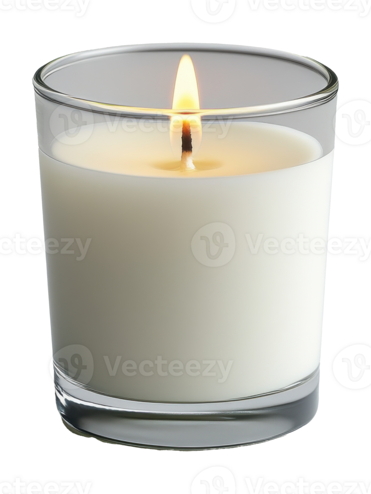 Illuminated Candle with Clear Glass on a Transparent Background Image png