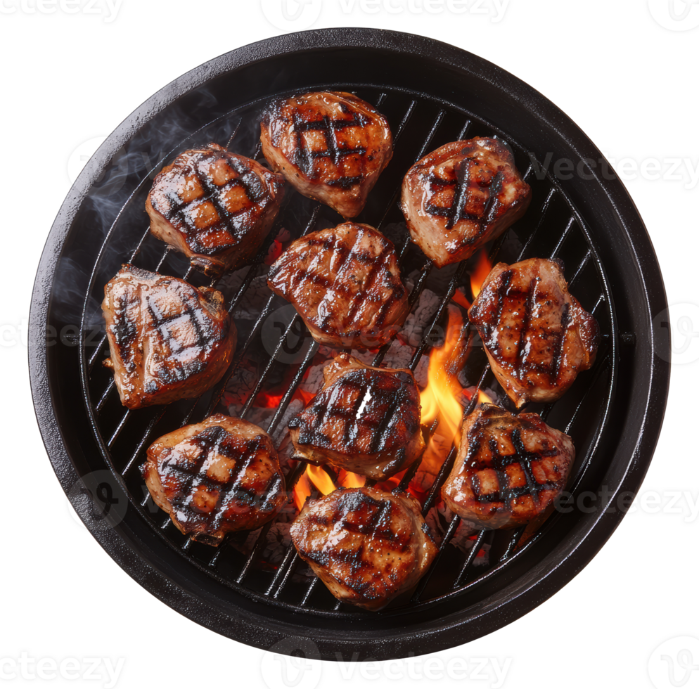 Succulent Grilled Meat Medallions Cooking on a Grill png