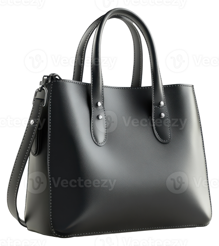 Classic Structured Handbag with Shoulder Strap on a Transparent Image png