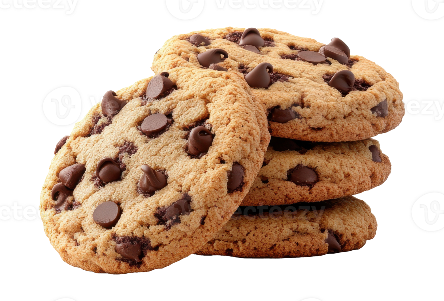 Delicious Chocolate Chip Cookie Stack Image on Transparent png