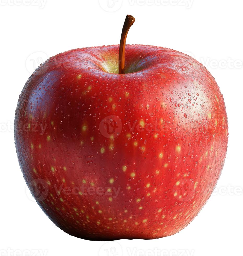 Red Apple with Water Droplets on a Transparent Background Image png