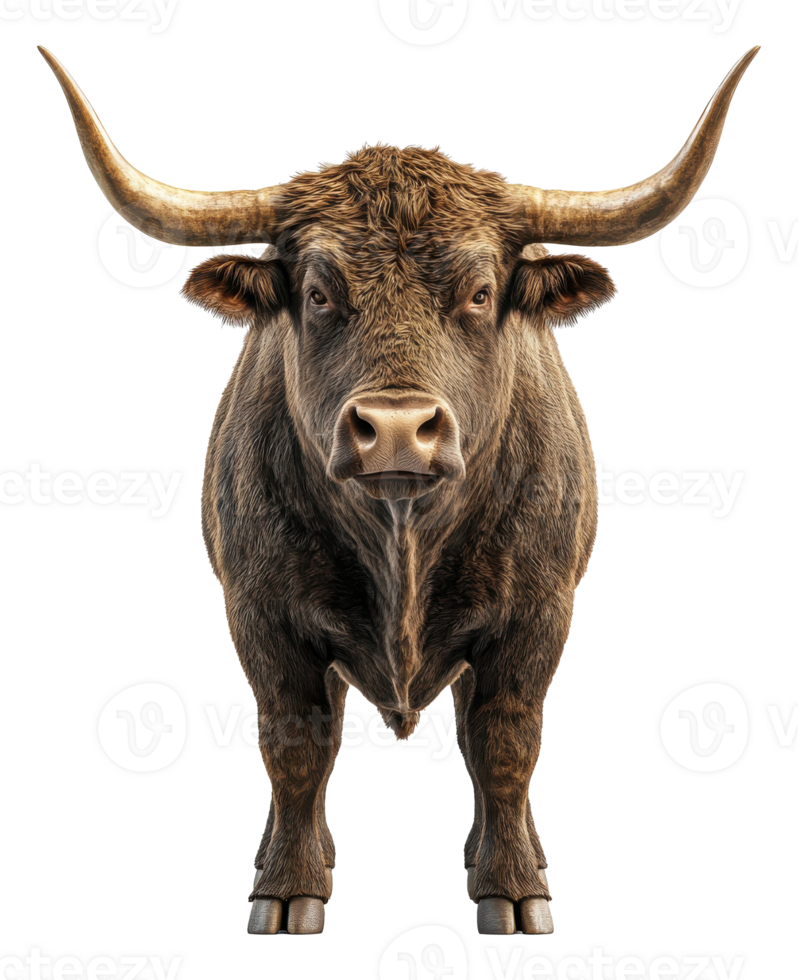 Majestic Bull with Large Horns on a Transparent Image png