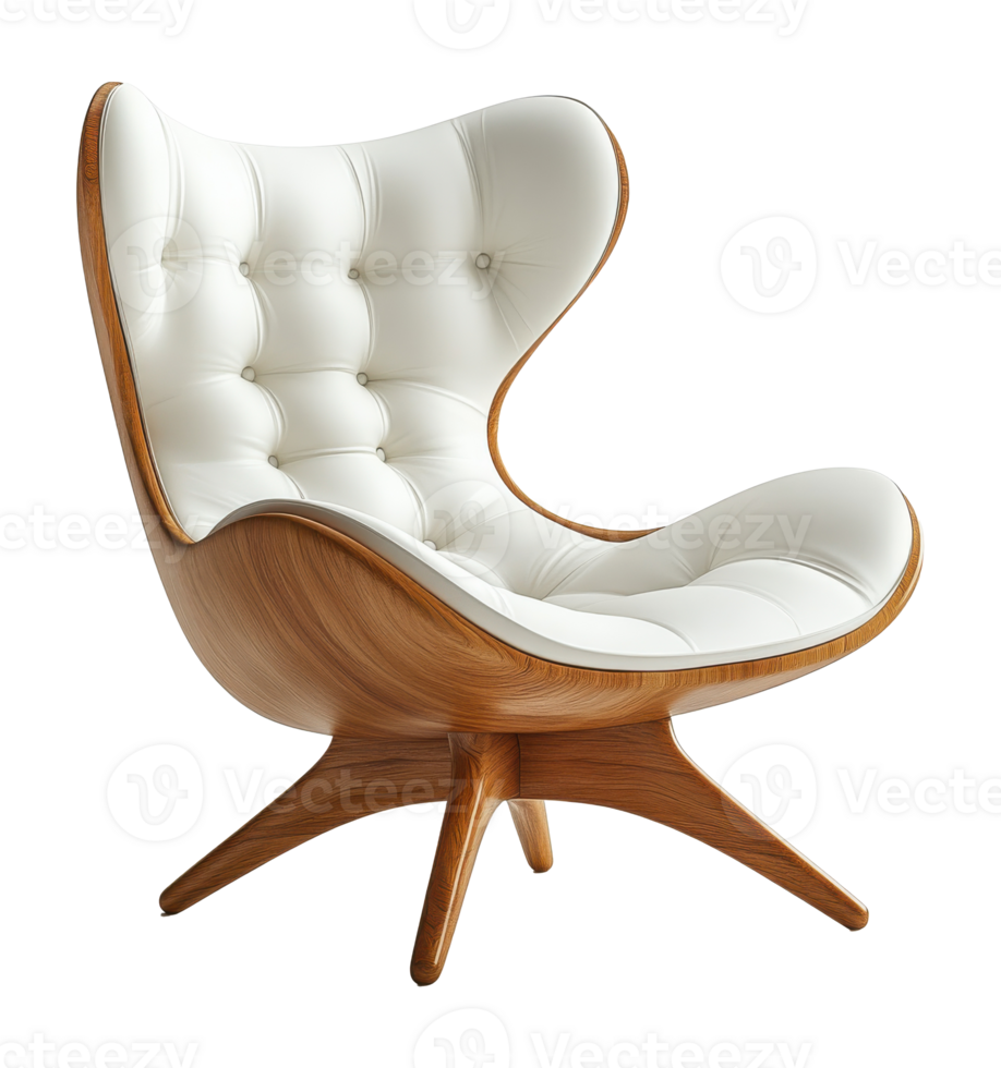 Wingback Style Lounge Chair with Button Tufting on a Transparent Image png