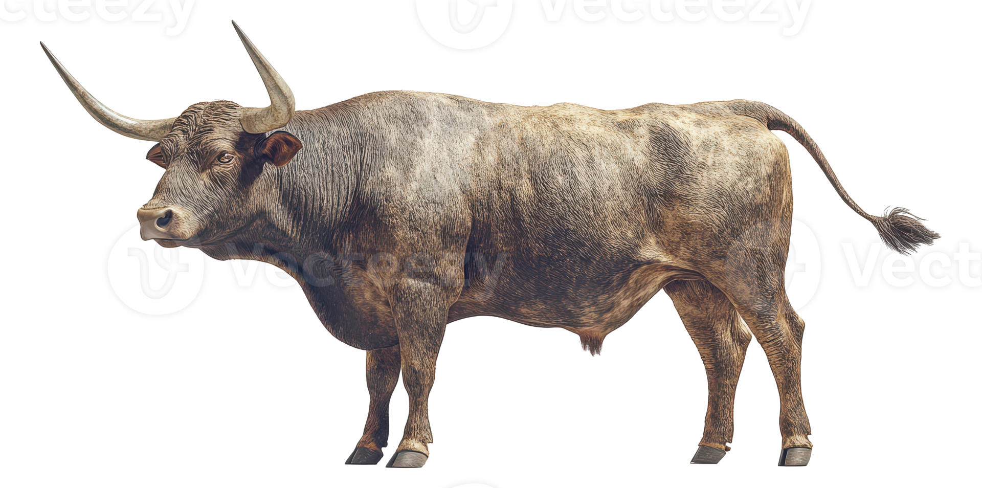 Aurochs with Massive Horns on a Transparent Background Image png
