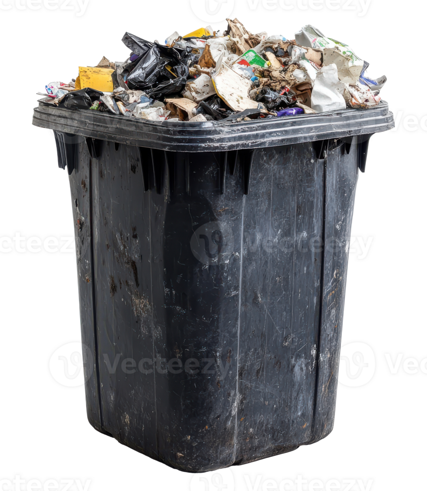 Overflowing Waste Container Isolated on Transparent File png