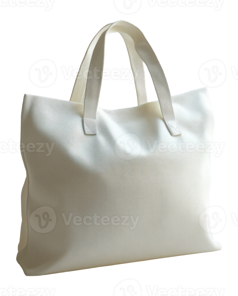 Blank Off White Canvas Tote Bag on Transparent Image File png