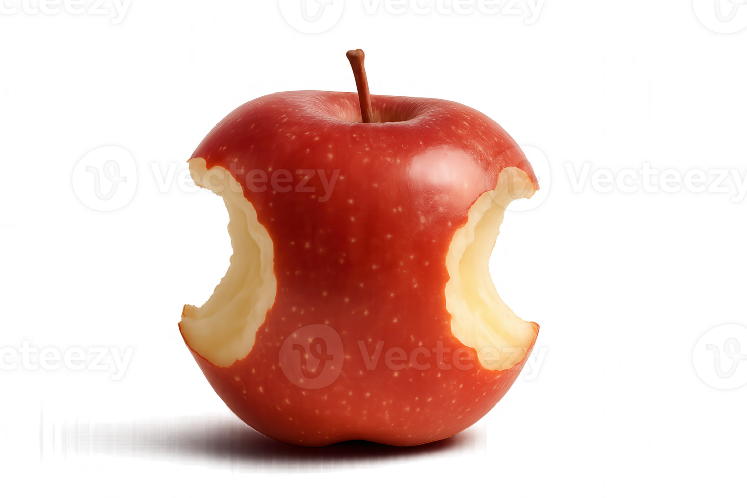 Red apple with two bites on transparent background png