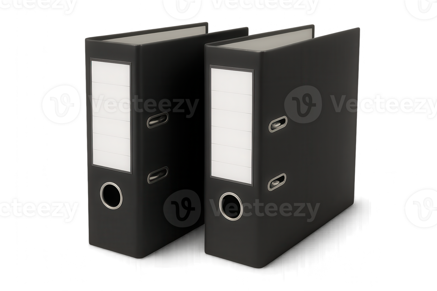 Two Black Office Binders Standing on Transparent Background png