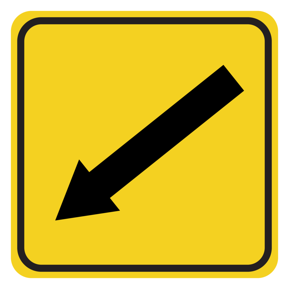 a yellow and black arrow sign with an arrow pointing down png