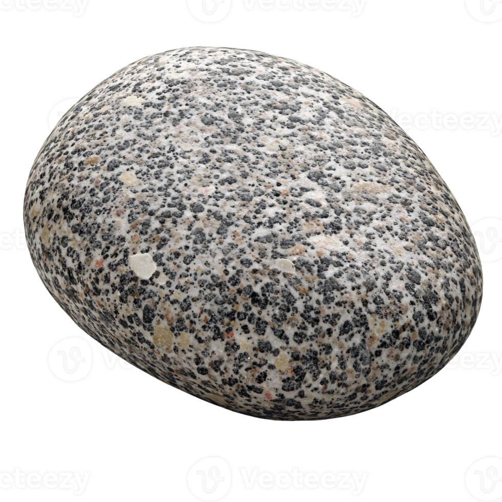 Closeup of a speckled granite pebble on a transparent background, showcasing its unique texture and natural stone composition for geological study png