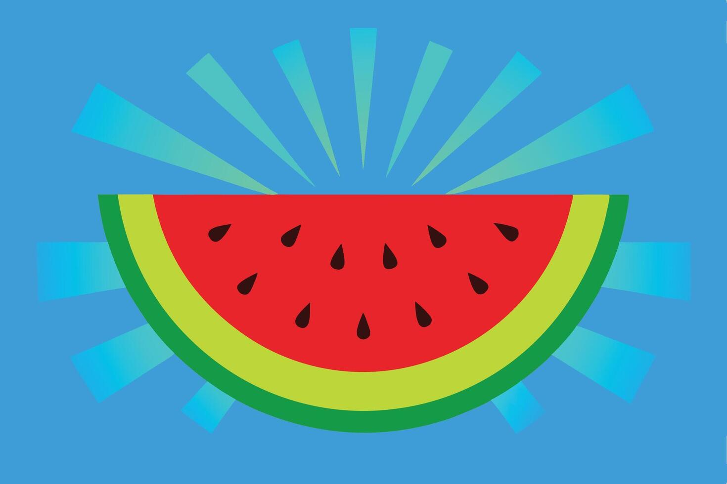 Vibrant red watermelon slice design featuring green rind details high resolution graphic for print or web use vector