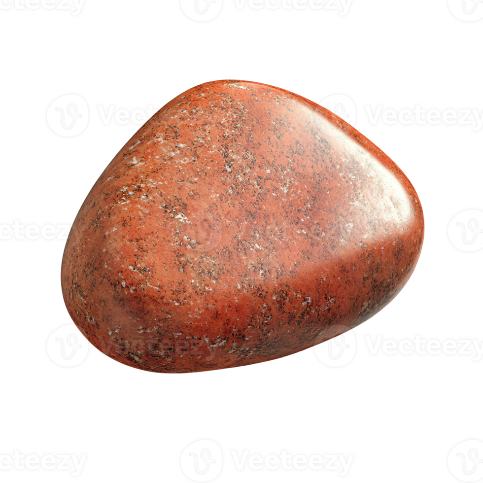 Polished Red Jasper Stone on a Transparent Background, a closeup of a tumbled gemstone with natural patterns and earthy tones, ideal for geology and mineralogy concepts png