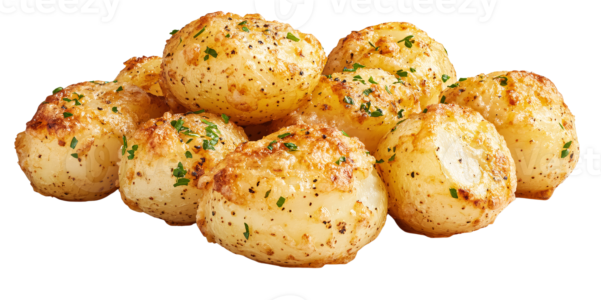 Delicious roasted baby potatoes with herbs and spices, served as a side dish or appetizer Concept of healthy eating, comfort food, and culinary delight png