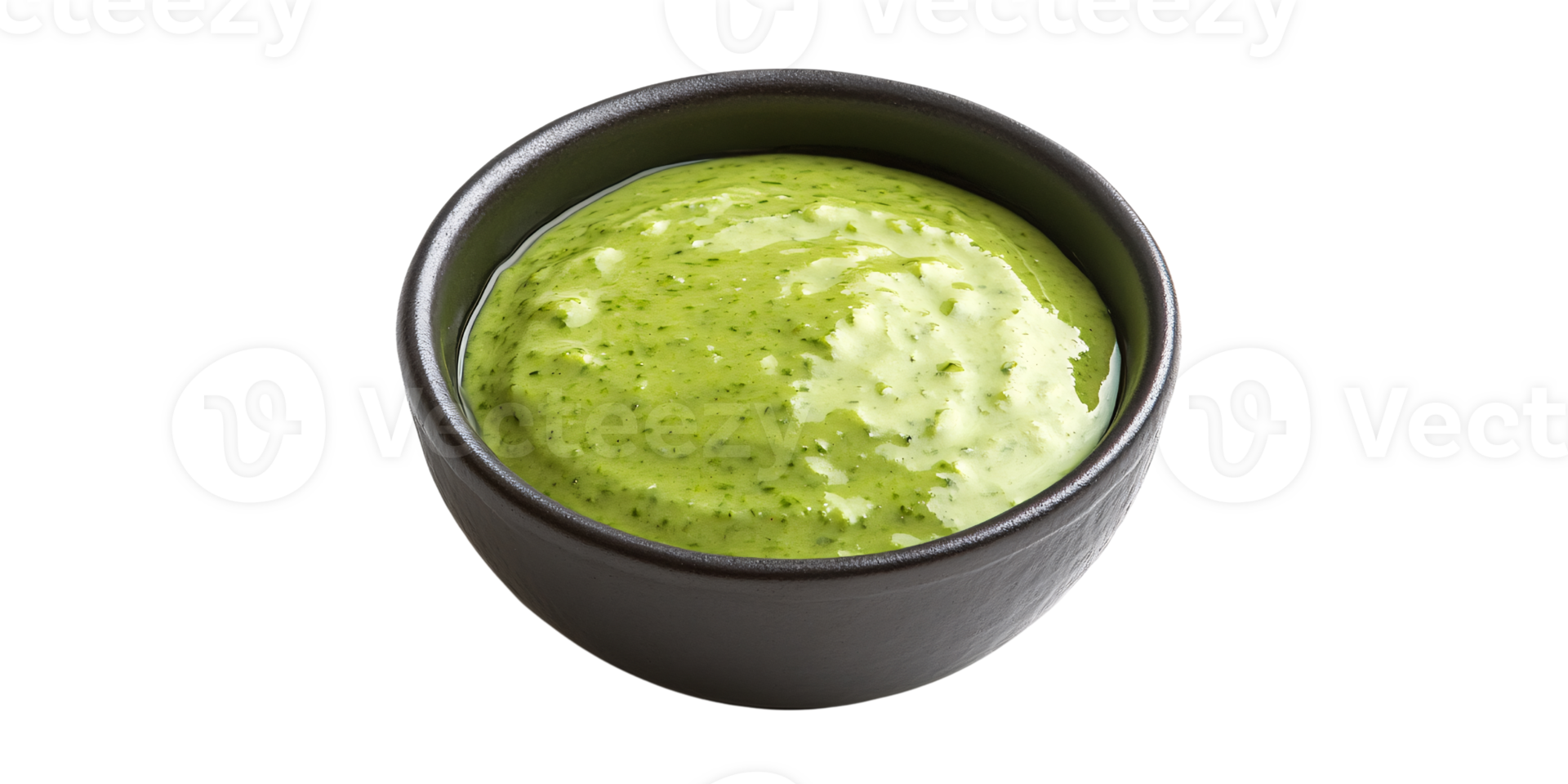 Creamy green pesto sauce in a black bowl, vibrant and fresh Culinary concept of healthy eating, gourmet food, and delicious appetizer png