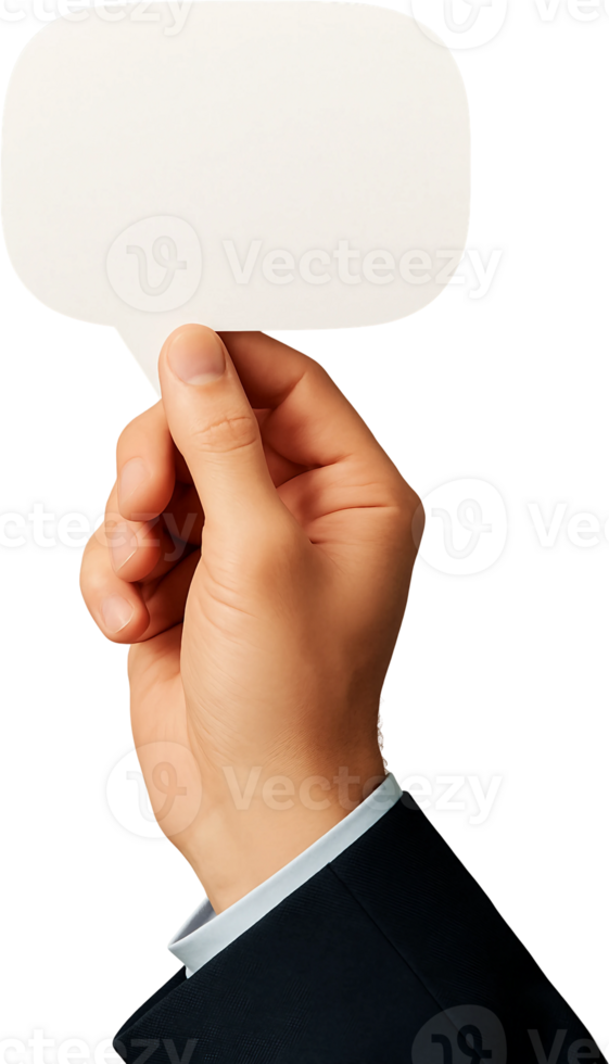 A person holding a speech bubble with a blank space png