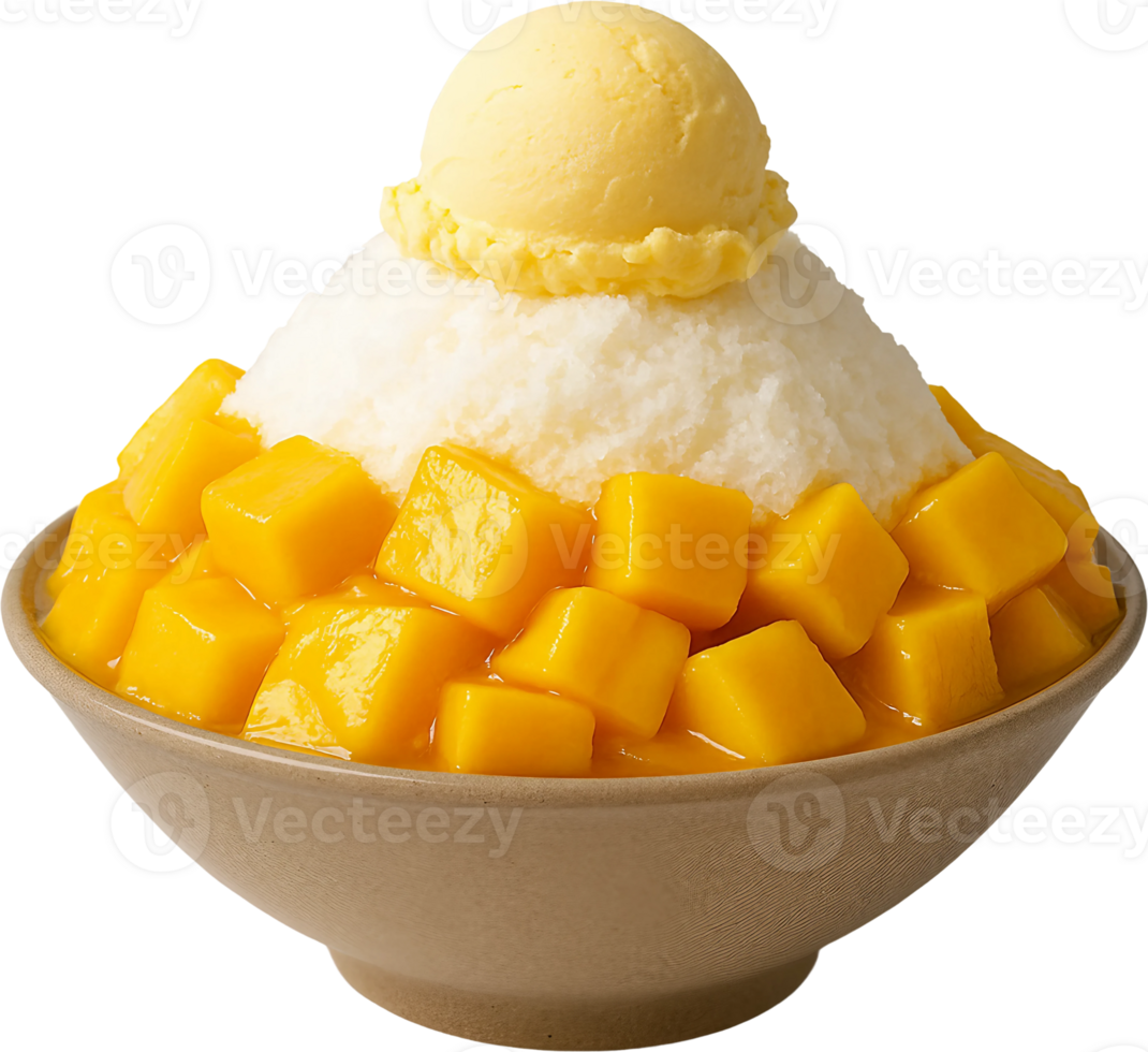 A bowl of ice cream and mangoes png