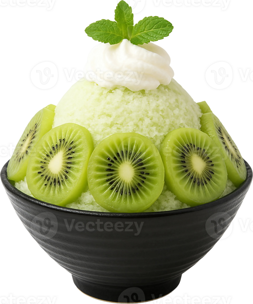 Kiwi ice cream with whipped cream png