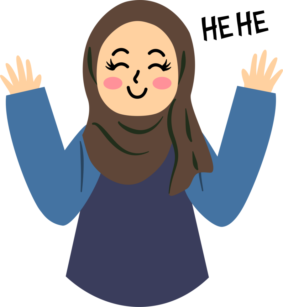 Muslim girl cartoon being mischievous png