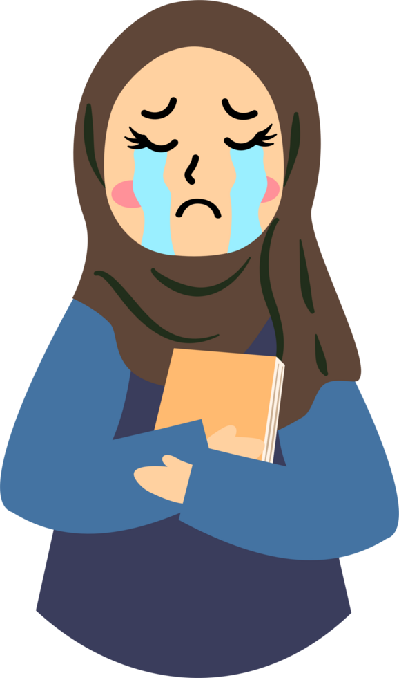 Muslim girl cartoon crying png