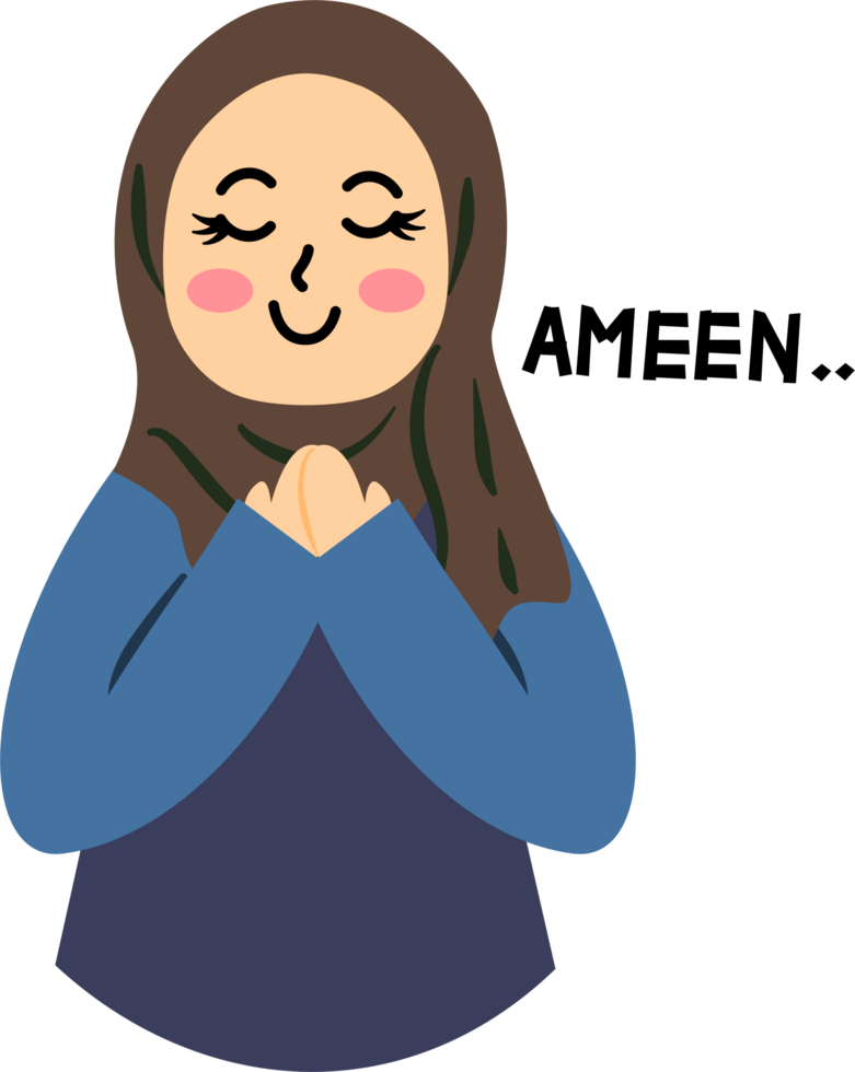 Muslim girl cartoon praying png