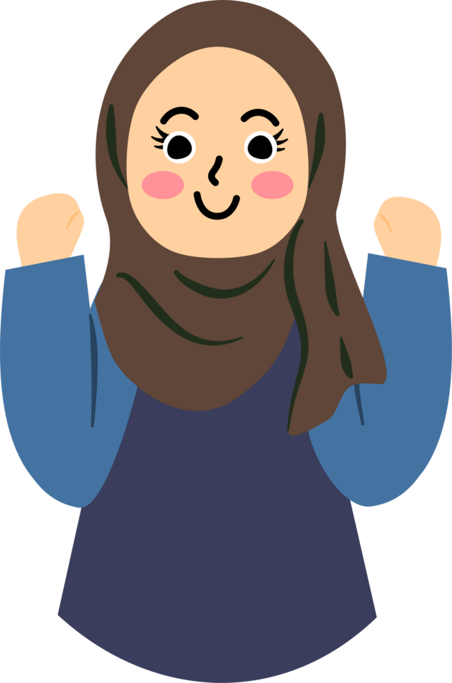 Muslim girl cartoon giving encouragement png