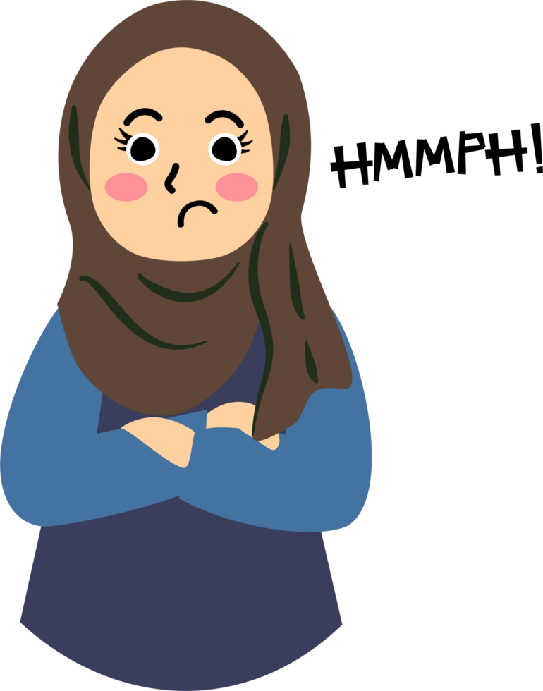 Muslim girl cartoon pouting png
